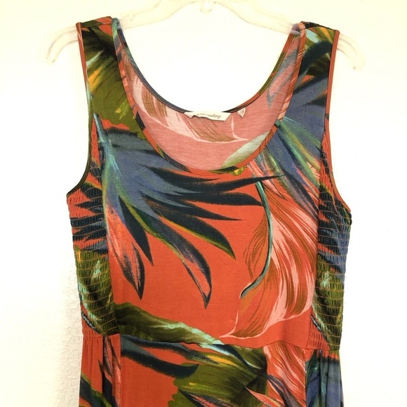 Soft Surroundings Fabiana Tropical Print Ruffle Hem Shirred Maxi Dress Small - Picture 6 of 10